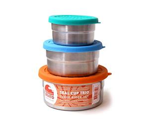 Ecolunchbox Blue Water Bento Seal Cup Trio - Set of 3 Nesting Stainless Steel Food Storage Containers by Blue Water Bento