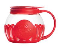 Ecolution Micro-Pop Microwave Popcorn Popper 1.5QT - Temperature Safe Glass w/Multi Purpose Lid, Snack Size, Red