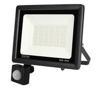 Ecolux PIR Motion Sensor 50W LED Outdoor Floodlight Energy Efficient 6000K Waterproof IP65 Mains Powered for Garage, Porch, Shed & Commercial Buildings - with Earth Wire (50W)