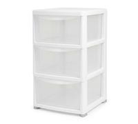 Ecom Valley Large Rattan Effect Storage Drawers Plastic Storage Drawers Plastic Drawers Organiser for Bedroom Kitchen Home Space Saving Storage Unit (White Clear, 3 Tier)