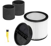 ECOMAID Replacement Filter For Shop Vac Filters 90304 90350 90333 Wet Dry Shop Vac Filter, for Most Wet/Dry Vacuum Cleaners 5 Gallon and Above (1 Replacement Filter + 1 Lids + 2 Foam Sleeve Filters)