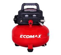 ECOMAX Air Compressor, Portable Air Compressor, 6 Gallon, Pancake Air Compressor, Max 150 PSI, 2.6 CFM @90 Psi, Oil Free Small Electric Air Compressor for Car, Home and Jobsite, Red Model: 0210673