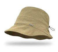 ECOMBOS Women's Bucket Hat - Adjustable Drawstring Wide Brim Sun Hat, Stylish Textured Design, Foldable, Lightweight, Outdoor Fashion Cap Khaki