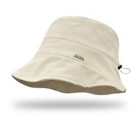 ECOMBOS Women's Bucket Hat - Adjustable Drawstring Wide Brim Sun Hat, Stylish Textured Design, Foldable, Lightweight, Outdoor Fashion Cap Beige