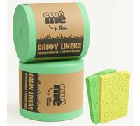ecoME | 10L 150 Liners | Extra Thick Compostable Caddy Liners | Biodegradable Food Waste Bags | Food Waste Caddy Bin Liners | EN 13432 Certified | X2 FREE SPONGES | UK Brand (10L 150 LINERS)