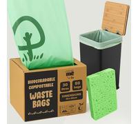 ecoME | 30L Extra Thick Kitchen Bin Bags - X50 Bin Liners Compostable & Biodegradable | EN 13432 Certified | UK Brand (30L - 50 BAGS)