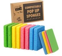 ecoMe | 'Pop-Up' Eco Sponges | 12 Pack | Compostable | Zero Waste | Plastic Free | 100% Natural Cellulose | Long-Lasting | 4 Colours: Perfect for Kitchen, Washing Up, Bathroom
