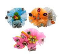 Ecommall Laddu Gopal Mukut Size 3 No Shringar Set Accessories Designer Pagdi/Pagri for Krishna, Ladoo Gopal, Kanha Ji Combo (Set of 3)