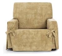 ECOMMERC3 | 1 Seater Sofa Cover in Non-Elastic Velvet Fabric - Mustard Soft Touch Sofa Cover with Stain Resistant Finish and Adjustment with Decorative Ties