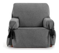 ECOMMERC3 | 1 Seater Sofa Cover Made of Non-Elastic Jacquard Fabric - Anthracite Sofa Cover with Decorative Ties and Elegant Protection for Your Sofa