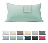ECOMMERC3 2 Pillow Covers 45 x 85 cm Extra Soft and Comfortable Green Breathable Easy Wash