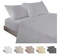 ECOMMERC3 | 3 Piece Sheet Set for 105 Bed Made in Spain - Sheet Set with Fitted Sheet, Top Sheet and 1 Pillowcase Silver Grey, Extra Soft and Lightweight Sheet