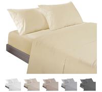 ECOMMERC3 | 3 Piece Sheet Set for 105 Bed Made in Spain - Sheet Set with Fitted Sheet, Top Sheet and 1 Pillowcase Yellow, Extra Soft and Lightweight Sheet