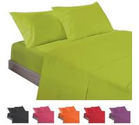 ECOMMERC3 | 3 Piece Sheet Set for 90 Bed Made in Spain - Sheet Set with Fitted Sheet, Top Sheet and 1 Pillowcase Pistachio, Extra Soft and Lightweight Sheet