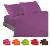 ECOMMERC3 | 4-Piece Bed Sheet Set 160 Made in Spain - Sheet Set with Fitted Sheet, Top Sheet and 2 Pillowcases 45 x 85 Lilac