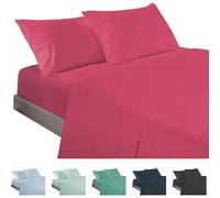 ECOMMERC3 | 4-Piece Bed Sheet Set 160 Made in Spain - Sheet Set with Fitted Sheet, Top Sheet and 2 Pillowcases 45 x 85 cm Cherry Colour