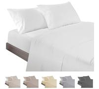 ECOMMERC3 | 4-Piece Bed Sheet Set 200 Made in Spain - Sheet Set with Fitted Sheet, Top Sheet and 2 Pillowcases 45 x 110 cm White