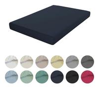 ECOMMERC3 | Extra Soft and Comfortable Fitted Sheet for 90 cm Bed - Fitted Sheet in Navy Colour 100% Made in Spain, Adjustable, Easy to Wash and Resistant