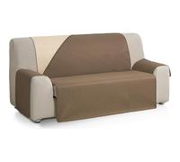 ECOMMERC3 | Extra Soft Touch 3 Seater Sofa Cover - Adjustable Sofa Cover with Padded Beige/Brown - Reversible Sofa Cover