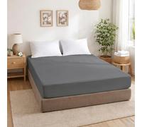 ECOMMERC3 Fitted Sheet for 105 cm Bed, 100% Cotton, Soft, Breathable and Adjustable, Anthracite for Mattresses up to 30 cm in Height