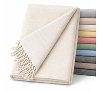 ECOMMERC3 | Multi-purpose Foulard Size 180 x 260 cm for Sofa or Bed - Multipurpose Ecru Decorative Bedspread for Sofa, Bed - Jarapa Sofa or Bed Protector Light and Elegant
