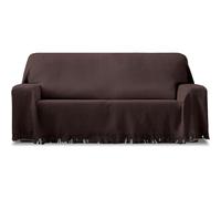 ECOMMERC3 | Multi-purpose Reversible Scarf Size 230 x 260 cm Jacquard Fabric - Foulard with Fringes Brown Ideal for Sofa or Bed, Breathable and Soft Touch