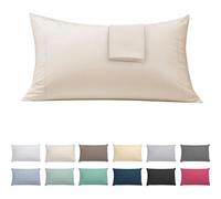 ECOMMERC3 | Pack of 2 Pillowcases 45 x 100 Extra Soft and Comfortable - Beige Pillow Case Made 100% in Spain, Breathable, Easy to Wash