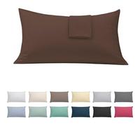 ECOMMERC3 | Pack of 2 Pillowcases 45 x 100 Extra Soft and Comfortable - Brown Pillow Case Made 100% in Spain, Breathable, Easy to Wash
