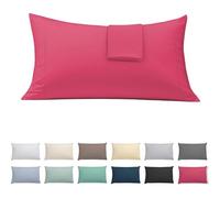 ECOMMERC3 | Pack of 2 Pillowcases 45 x 100 Extra Soft and Comfortable - Cherry Colour Pillow Case Made in Spain, Breathable, Easy to Wash