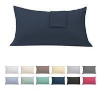 ECOMMERC3 | Pack of 2 Pillowcases 45 x 100 Extra Soft and Comfortable - Navy Pillow Case Made 100% in Spain, Breathable, Easy to Wash