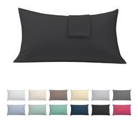 ECOMMERC3 | Pack of 2 Pillowcases 45 x 85 Extra Soft and Comfortable - Black Pillow Case Made in Spain, Breathable, Easy to Wash