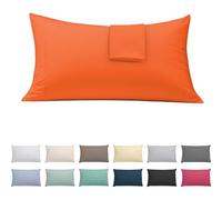 ECOMMERC3 | Pack of 2 Pillowcases 45 x 85 Extra Soft and Comfortable - Orange Pillow Case Made 100% in Spain, Breathable, Easy to Wash