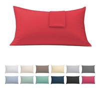 ECOMMERC3 | Pack of 2 Pillowcases 50 x 75 Extra Soft and Comfortable - Red Pillow Case Made 100% in Spain, Breathable, Easy to Wash