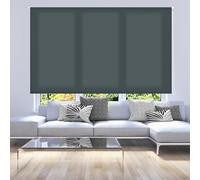 ECOMMERC3 Smooth Translucent Roller Blind, 120 x 175 cm, Fabric Size 117 x 170 cm, Easy Installation on Wall or Ceiling - Light Blue Grey Curtain