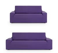 ECOMMERC3 | Universal and Versatile 3+2 Duo Sofa Cover - Purple Sofa Cover Protector Easy to Install for Back, Seat and Arms
