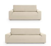 ECOMMERC3 | Universal and Versatile Sofa Cover 3+2 Duo - Sofa Cover Ecru Protector Easy to Install for Back, Seat and Arms