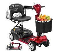 Ecomobi MS02 Mobility Scooters for Adults 7 mph, 300 lbs Capacity, 15/30 Miles Range, 48" Turning Radius, 15° Hill Climbing, 2 Cargo Baskets,350W Wheelchair for Elderly & Disabled, Red, 30Ah