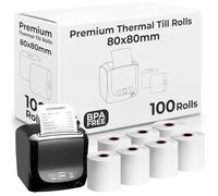 eCompostable 80X80mm Smudge Free Till rolls for PDQ Machines, Thermal Receipt Printer Rolls, Card Machine Paper Rolls for Sam 4S, POS-XQ1, Star Micronics TSP100 Series, Bixolon SRP Citizen CT 100 Roll