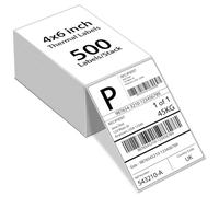 eCompostable Direct Thermal Printer 4X6 Labels 100mm x 150mm White Fanfold Permanent Adhesive Shipping Labels Compatible with Etsy, Shopify, Ebay, Amazon, Royal Mail, FedEx 500 Labels