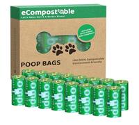 eCompostable Eco-Friendly Poop Bags Compostable Cat Poop Bags - 240 Count (16 Roll) Unscented, Leak-Proof, Compostable Waste Bags for Dogs & Cats, 23x33cm Green