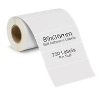 eCompostable Self Adhesive Address Labels 89x36mm, 250 White Sticky Labels Roll for Mailing, [Non Thermal] Packaging & Organisation Labels Stickers