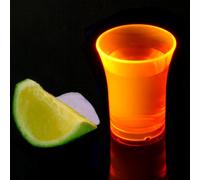 Econ Neon Orange Polystyrene Shot Glasses CE 0.9oz / 25ml - Case of 100 | Reusable Plastic Shot Glasses