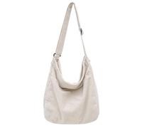 Economical Cotton Canvas Tote Bag,Women Hobo Shoulder Bag Crossbody Handbag with 3 External Pocket,Zipper Closure, R Tote Bag--white