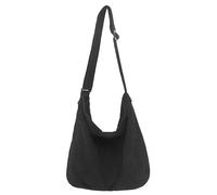 Economical Cotton Canvas Tote Bag,Women Hobo Shoulder Bag Crossbody Handbag with 3 External Pocket,Zipper Closure, R Tote Bag--black, L, Casual