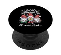Economics Teacher Gnome Everything Is Fine Funny Christmas PopSockets Adhesive PopGrip