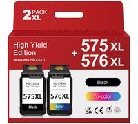 Economink Compatible with Canon 575 576 XL Ink Cartridges, PG-575XL Black & CL-576XL Color for Canon Pixma TS3550i TS3551i TS3750i TS3751i TS3752i TR4750i TR4751i TR4755i TR4756i Printers (High Yield)