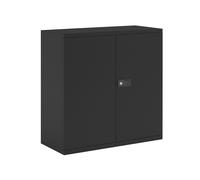 Economy Double Door Office Cupboards, 1 Shelf - 91wx40dx100h (cm), Black, Express Delivery