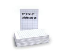 Show-Me Basics A4 Gridded/Plain Budget Whiteboards - Pack of 100 Double-Sided Dry-Wipe Student Boards (Tear-Resistant Surface, Gridded one side and Plain Reverse, Classroom, Home, Learning Aid)