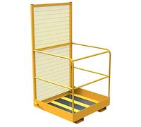 Economy Forklift Safety Platform 2 Person WP-MARK-4 | PM28 Compliant Access Cage with Step-Through Rails | 1000x950mm Deck for Heights | HSE Certified Golden Yellow
