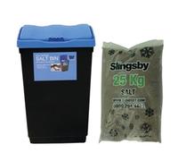 Economy Salt and Grit Bin Kit Black/Blue 47L with 25kg Brown Salt